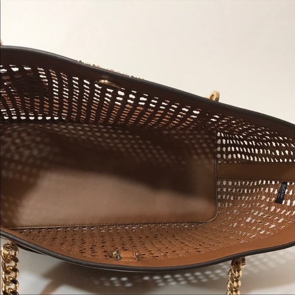 Michael Kors Large woven braided leather tote shoulder bag chain straps - Picture 4 of 8